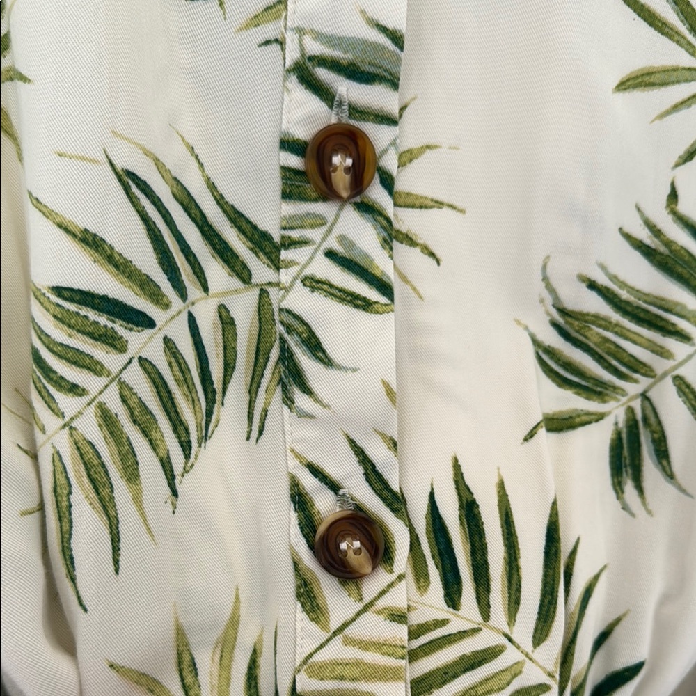 H&M Dress Tropical Leaf Print Button-Down Size 10 - Picture 8 of 11